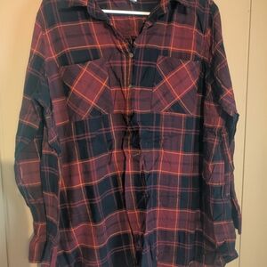 Liz Lange Red and Black Plaid Maternity Shirt